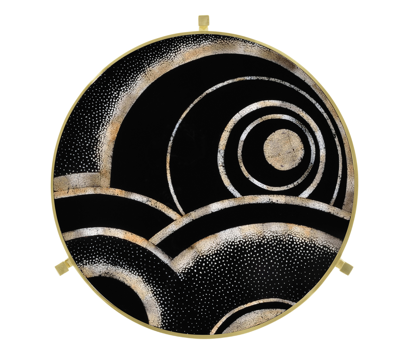 Medium Solid Brass & Eggshell & Laquer Top Round Lamp Table