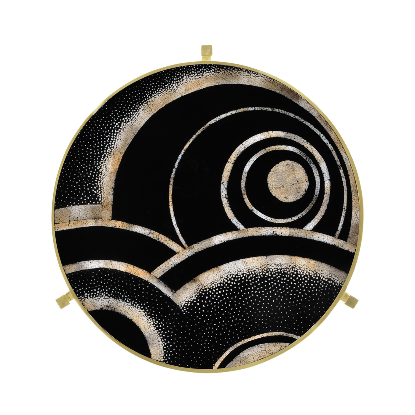 Medium Solid Brass & Eggshell & Laquer Top Round Lamp Table