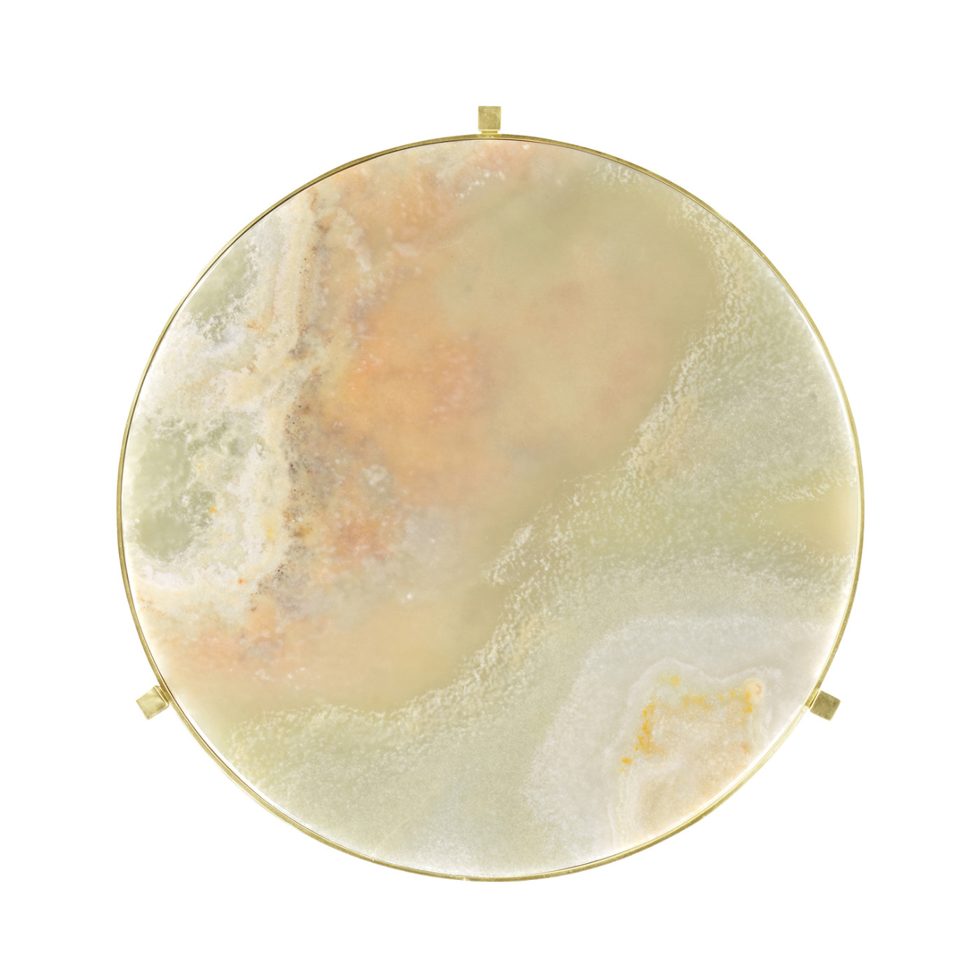 Large Solid Brass & Green Onyx Top Round Lamp Table