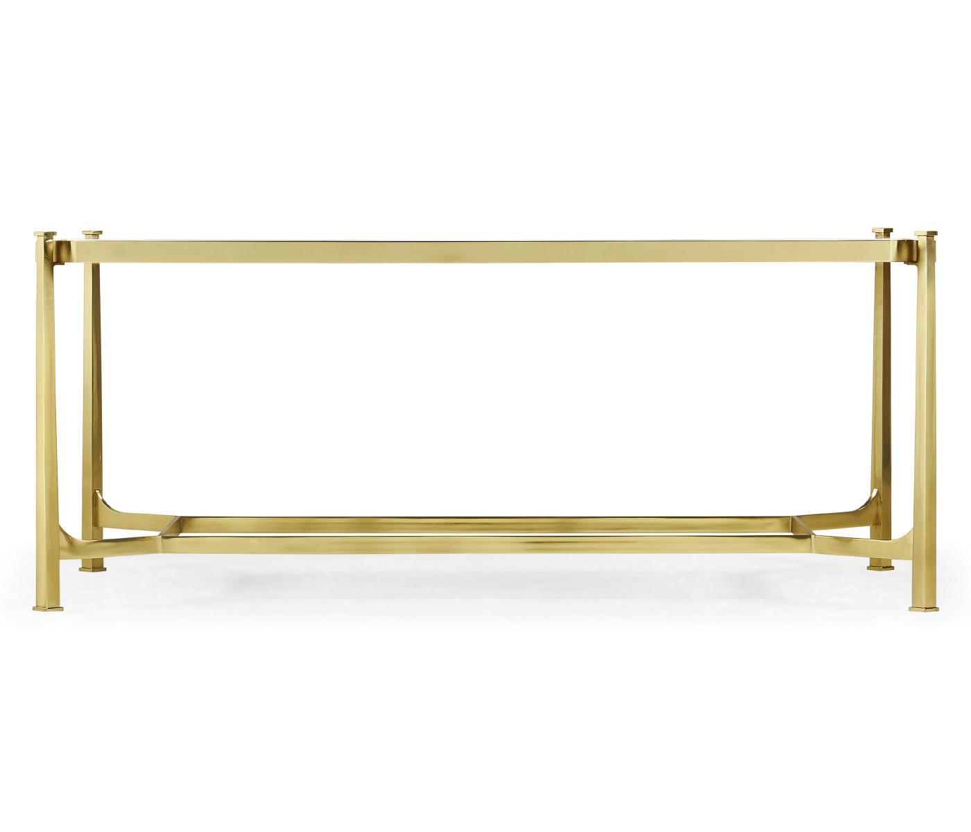 Rectangular Solid Brass & Blanco Equador Marble Top Coffee Table