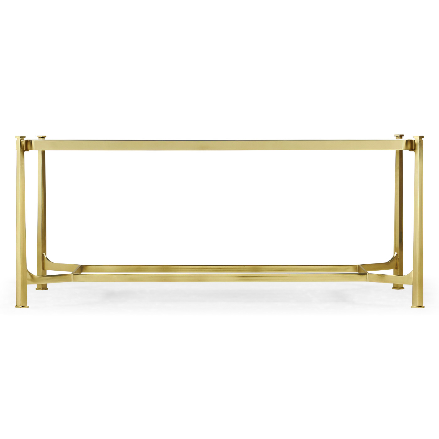 Rectangular Solid Brass & Blanco Equador Marble Top Coffee Table