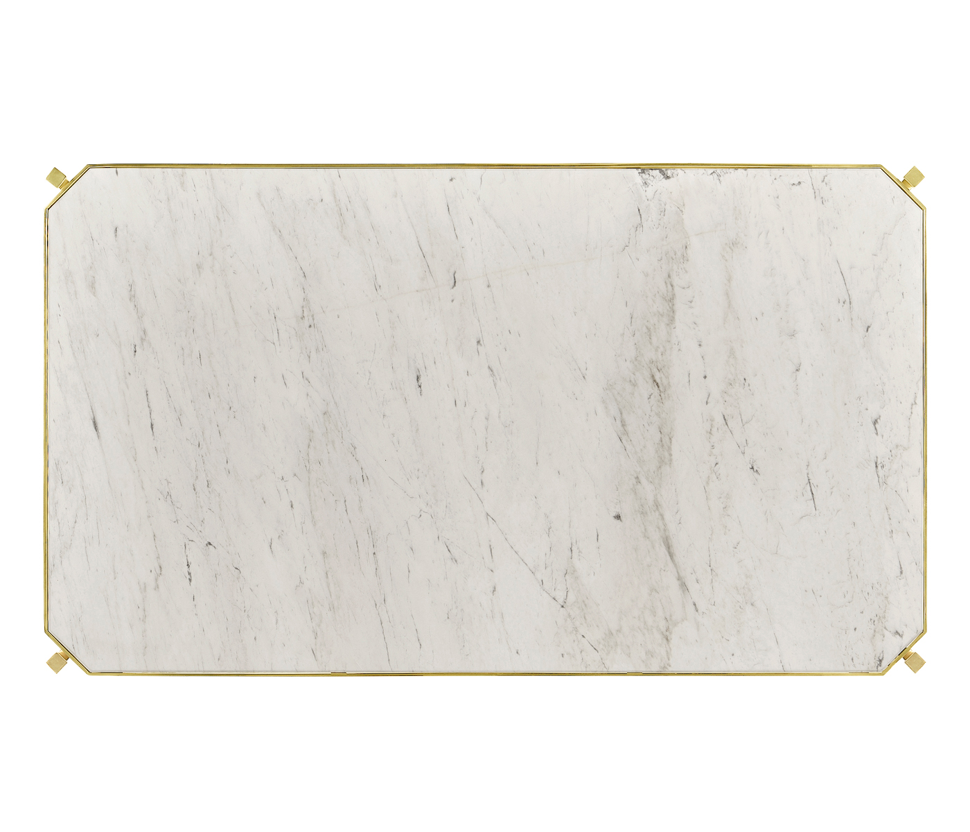 Rectangular Solid Brass & Blanco Equador Marble Top Coffee Table