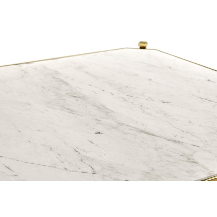 Rectangular Solid Brass & Blanco Equador Marble Top Coffee Table