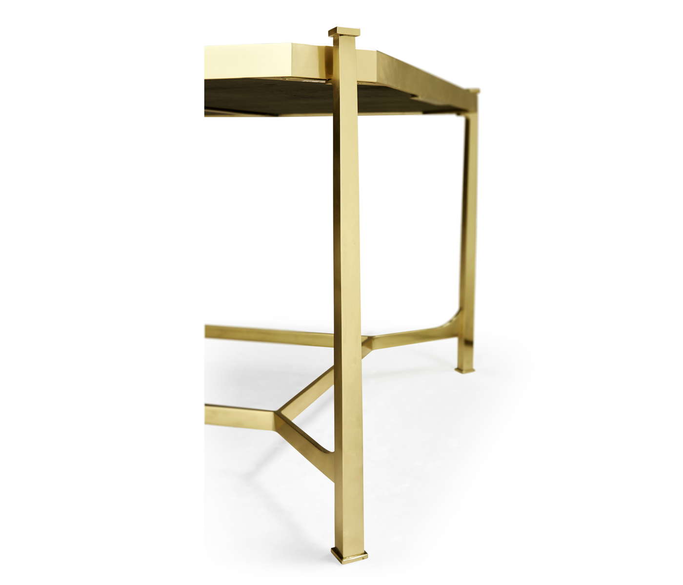 Rectangular Solid Brass & Blanco Equador Marble Top Coffee Table