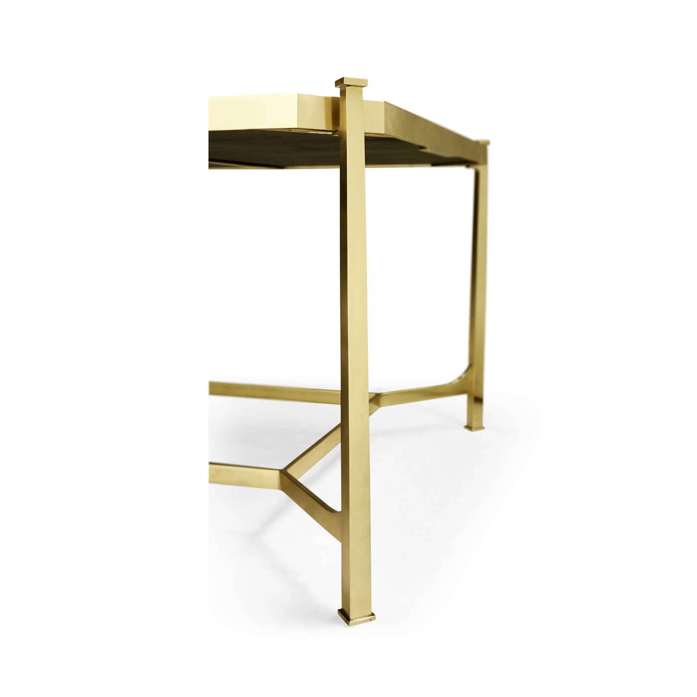 Rectangular Solid Brass & Blanco Equador Marble Top Coffee Table