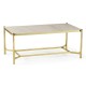 Rectangular Solid Brass & Blanco Equador Marble Top Coffee Table