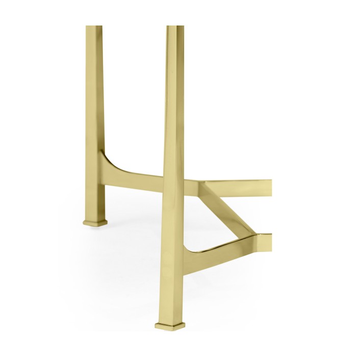 Rectangular Solid Brass & Red Brazil Marble Top Coffee Table