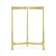 Small Solid Brass & Blanco Equador Marble Top Demilune Console Table