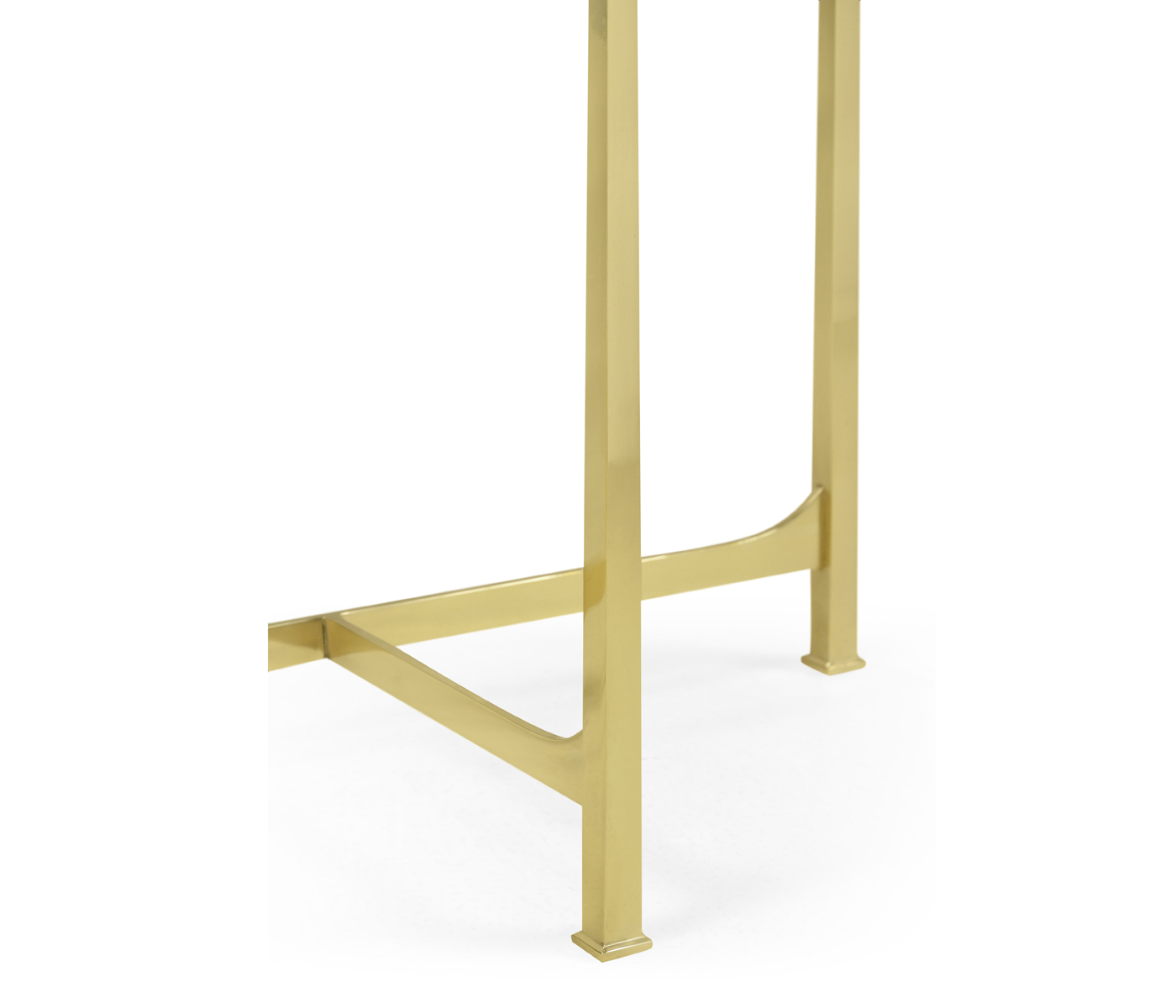 Small Solid Brass & Blanco Equador Marble Top Demilune Console Table