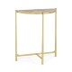 Small Solid Brass & Blanco Equador Marble Top Demilune Console Table