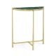 Small Solid Brass & Green Napoly Marble Top Demilune Console Table