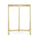 Small Solid Brass & Red Brazil Marble Top Demilune Console Table