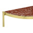 Small Solid Brass & Red Brazil Marble Top Demilune Console Table