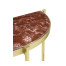 Small Solid Brass & Red Brazil Marble Top Demilune Console Table