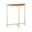 Small Solid Brass & Red Brazil Marble Top Demilune Console Table