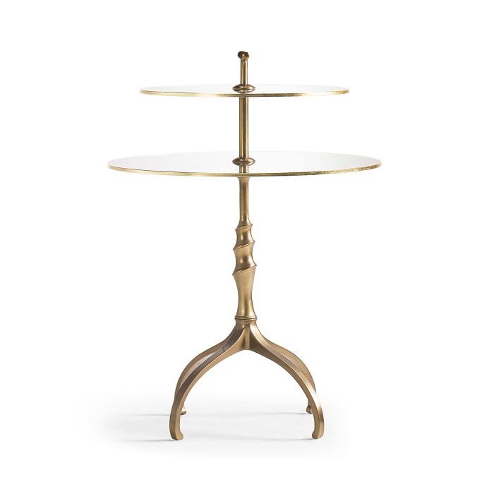 Round Bronze & Glass Side Table