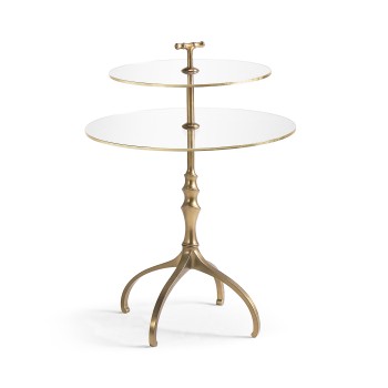 Round Bronze & Glass Side Table