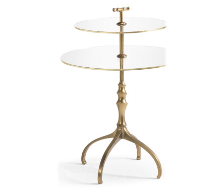 Round Bronze & Glass Side Table
