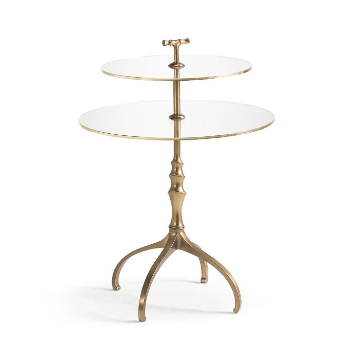Round Bronze & Glass Side Table