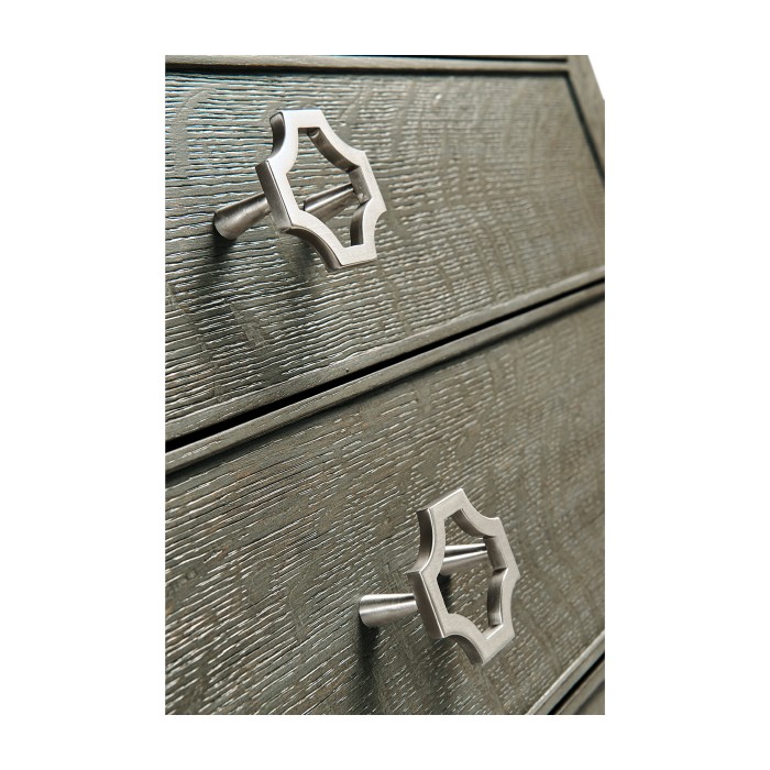 Small Pewter Oak Chest of Drawers
