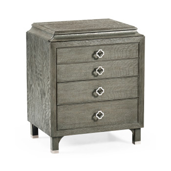 Small Pewter Oak Chest of Drawers