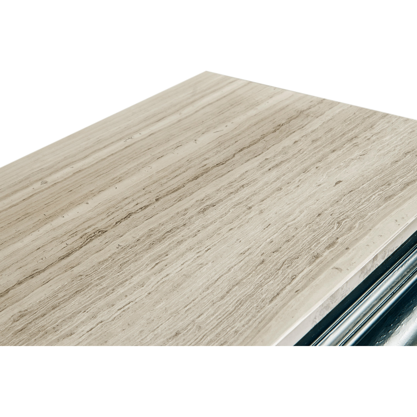 Antique Blue Oak Nightstand with Marble Top