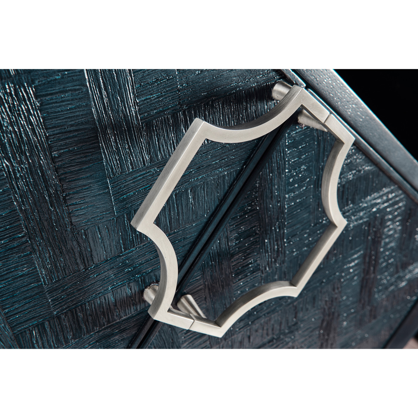 Antique Blue Oak Nightstand with Marble Top