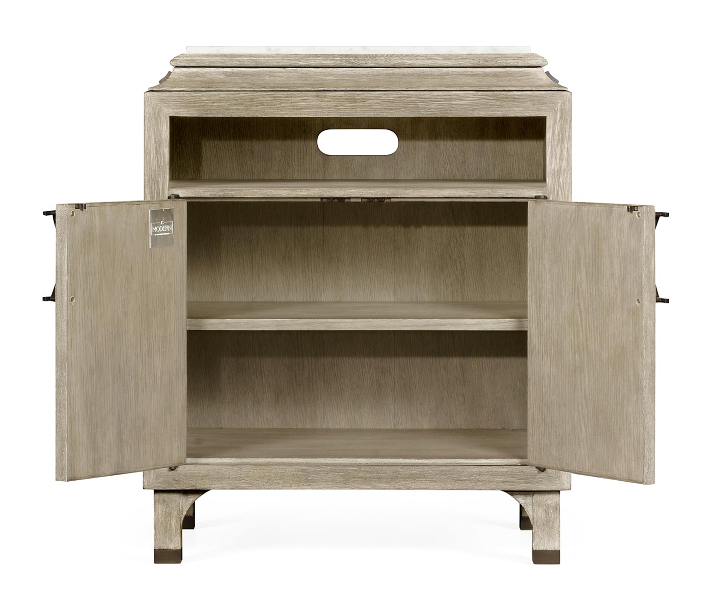 Greyed Oak Nightstand with Marble Top