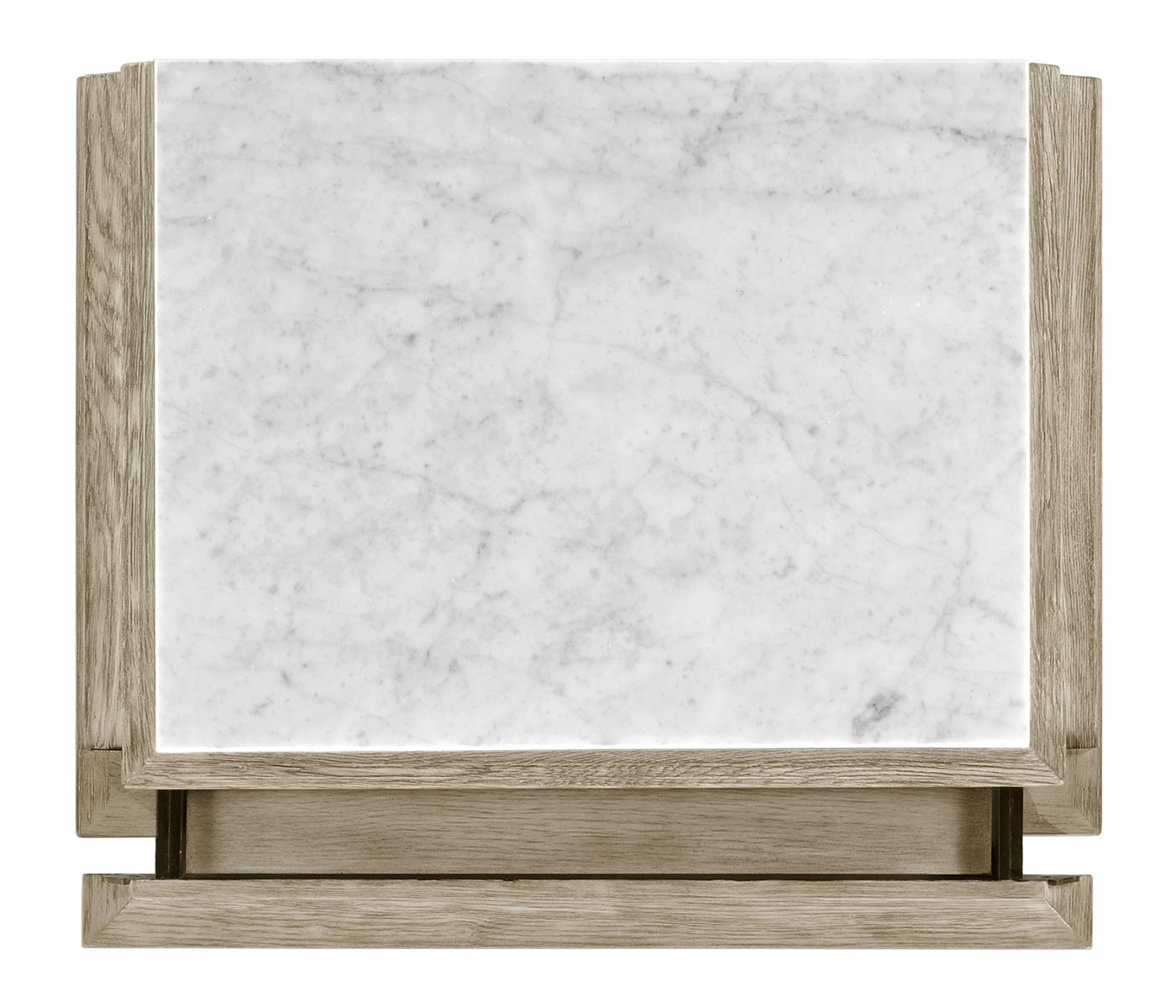 Greyed Oak Nightstand with Marble Top