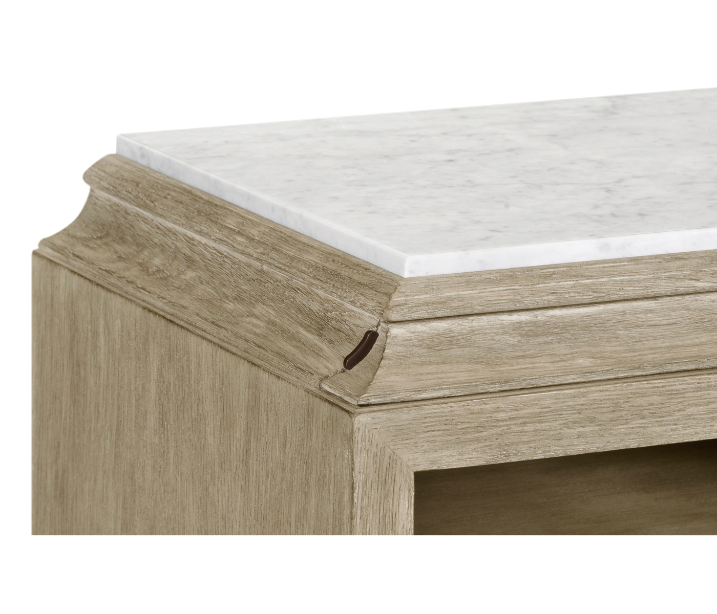 Greyed Oak Nightstand with Marble Top
