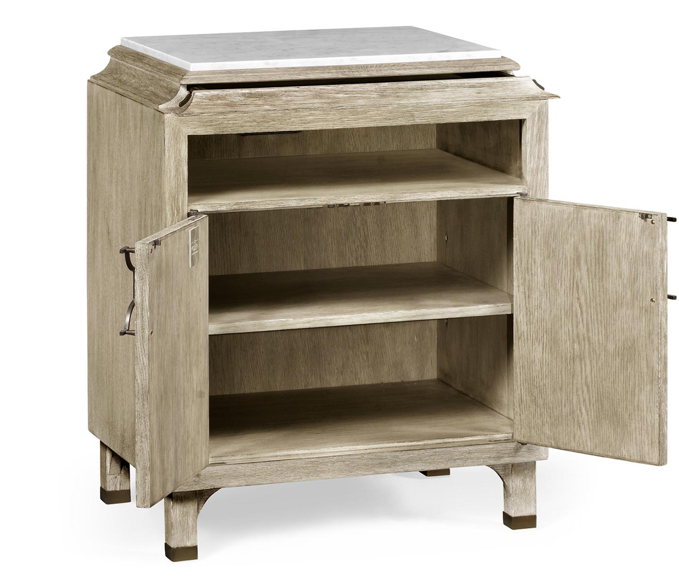 Greyed Oak Nightstand with Marble Top