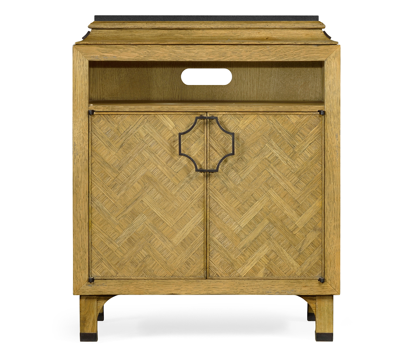 Natural Oak Nightstand with Marble Top