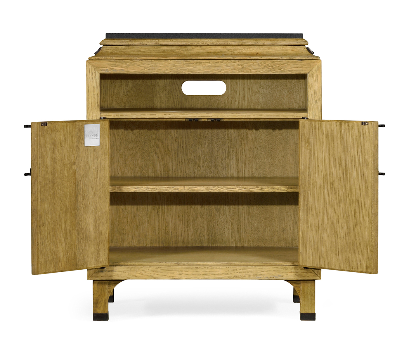 Natural Oak Nightstand with Marble Top
