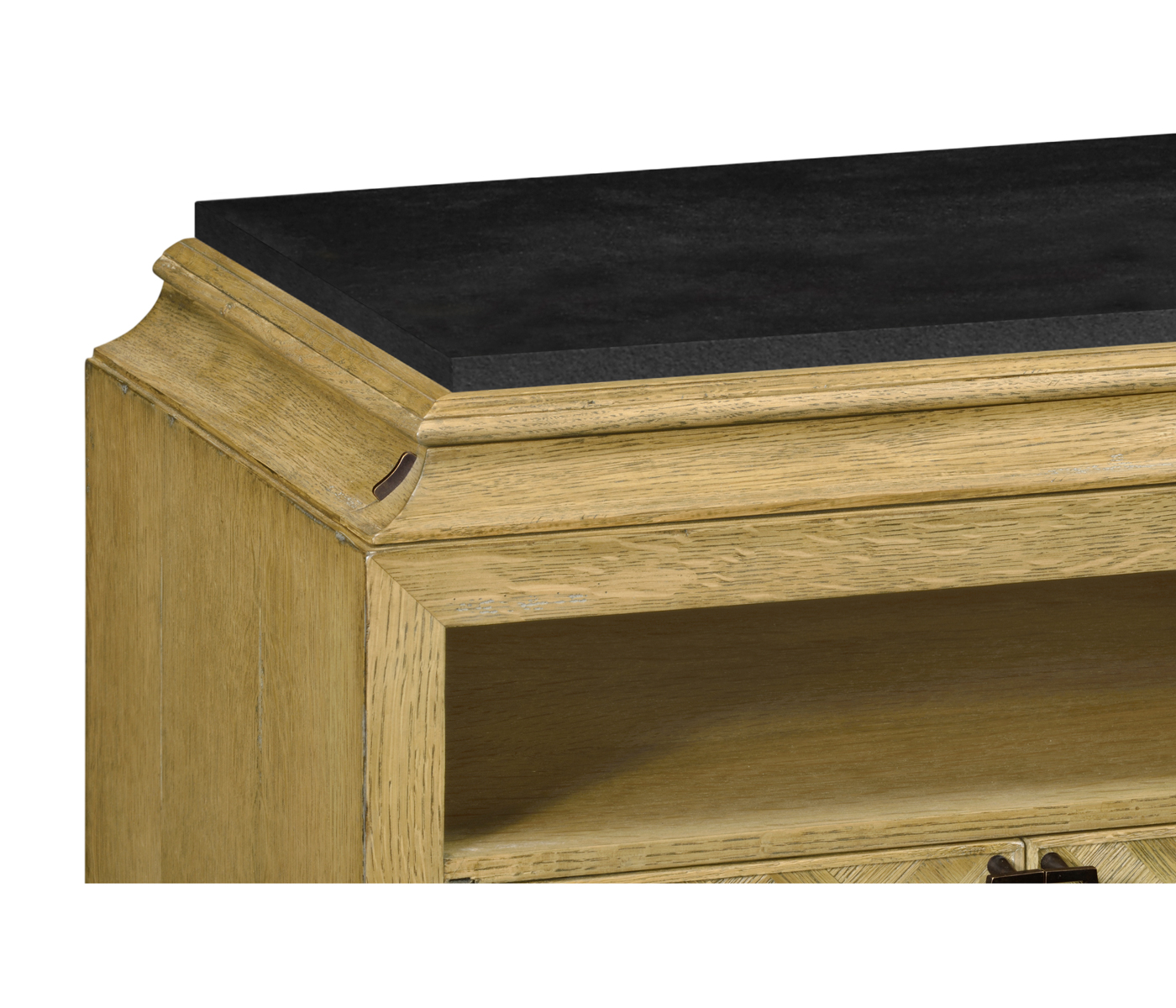 Natural Oak Nightstand with Marble Top