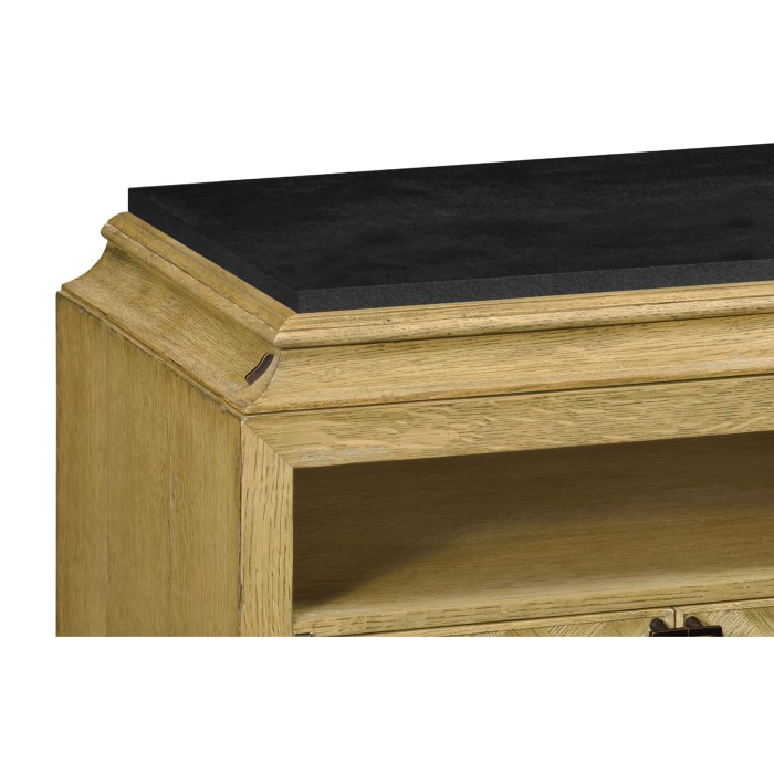 Natural Oak Nightstand with Marble Top