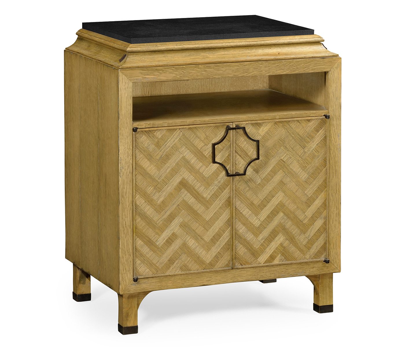 Natural Oak Nightstand with Marble Top