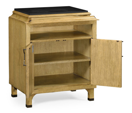 Natural Oak Nightstand with Marble Top