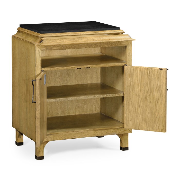 Natural Oak Nightstand with Marble Top