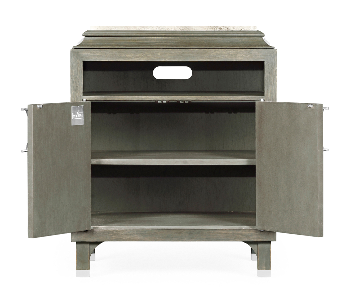 Pewter Oak Nightstand with Marble Top