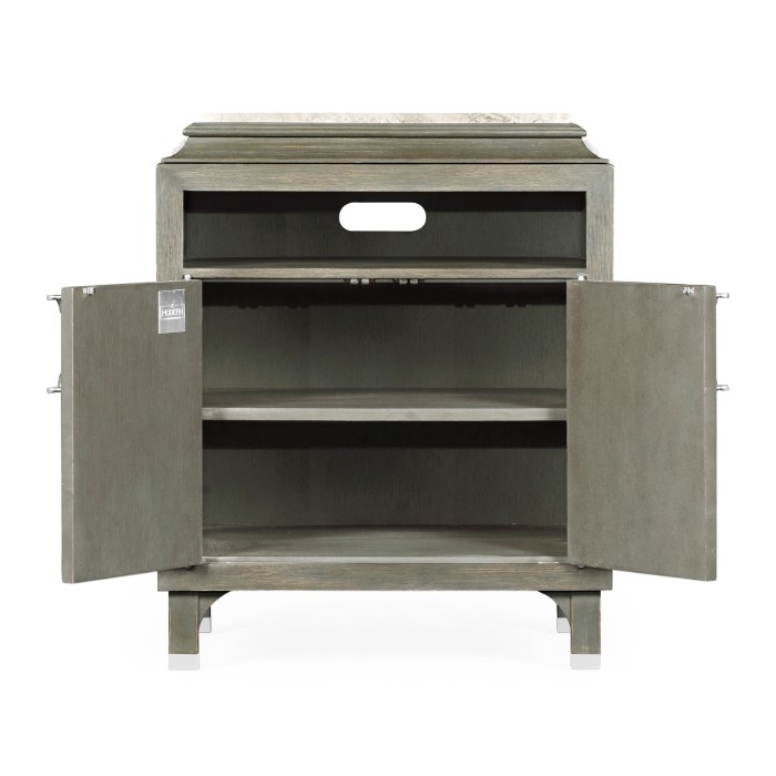 Pewter Oak Nightstand with Marble Top