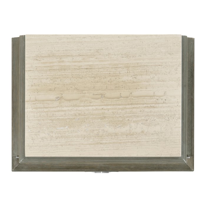 Pewter Oak Nightstand with Marble Top