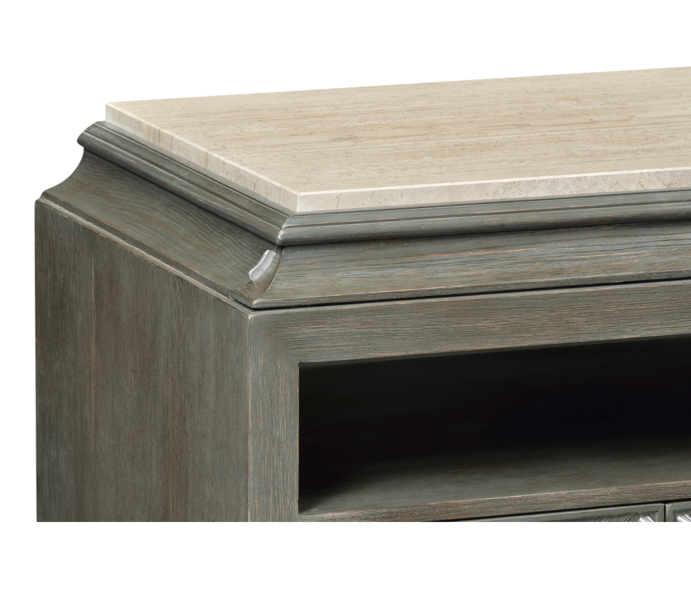 Pewter Oak Nightstand with Marble Top