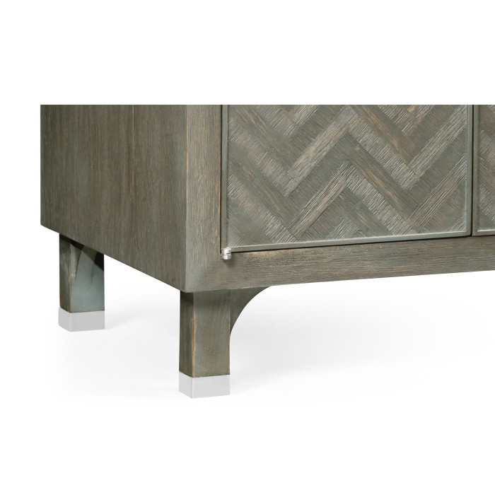 Pewter Oak Nightstand with Marble Top