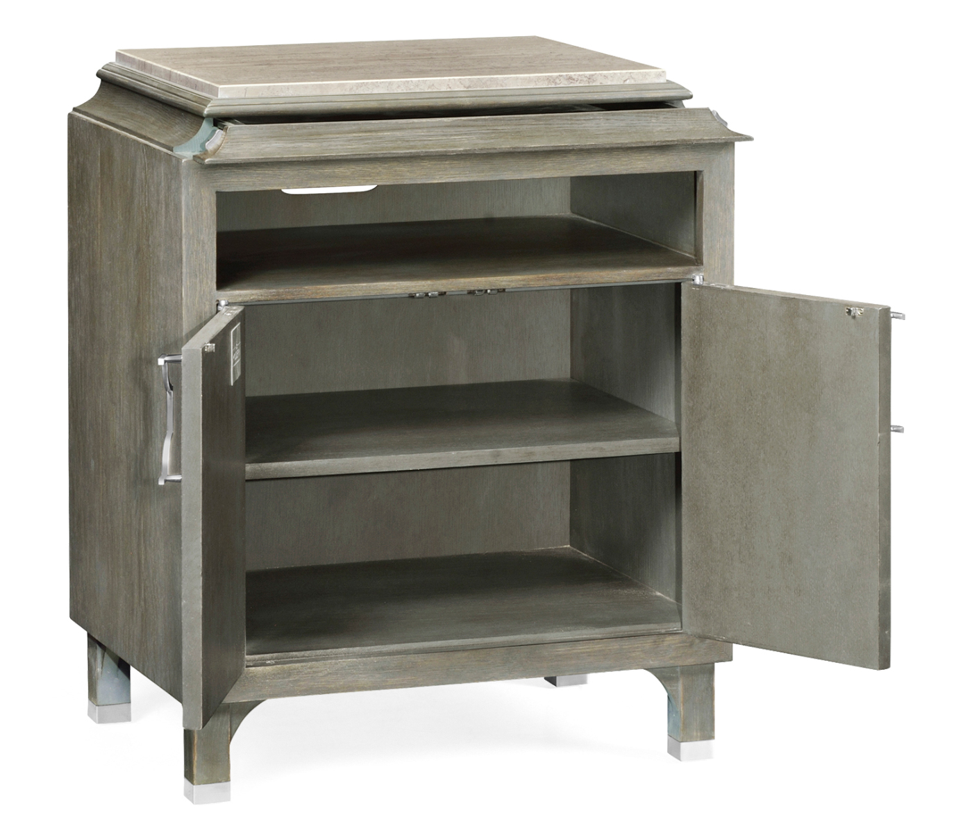 Pewter Oak Nightstand with Marble Top