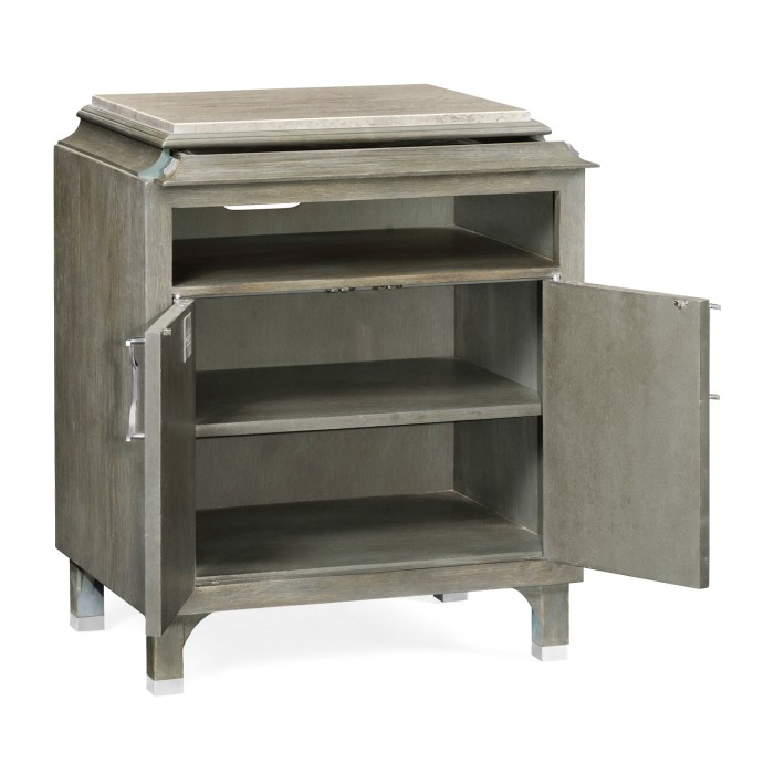 Pewter Oak Nightstand with Marble Top