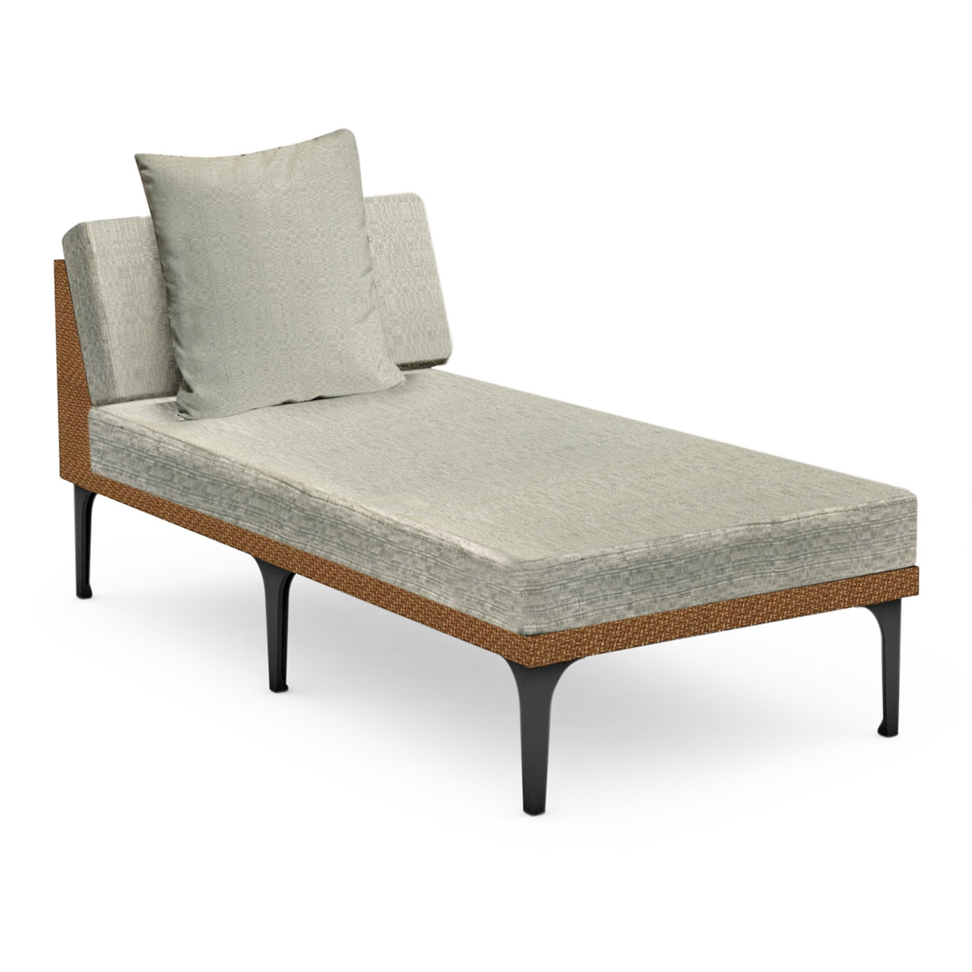 Tan Rattan Chaise Lounge Sectional 32