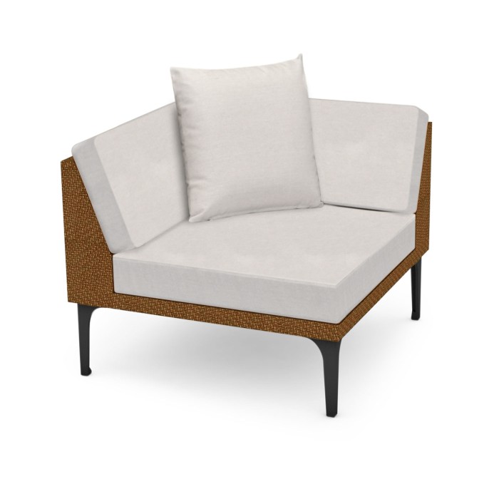 Tan Rattan Corner Sofa Sectional 36