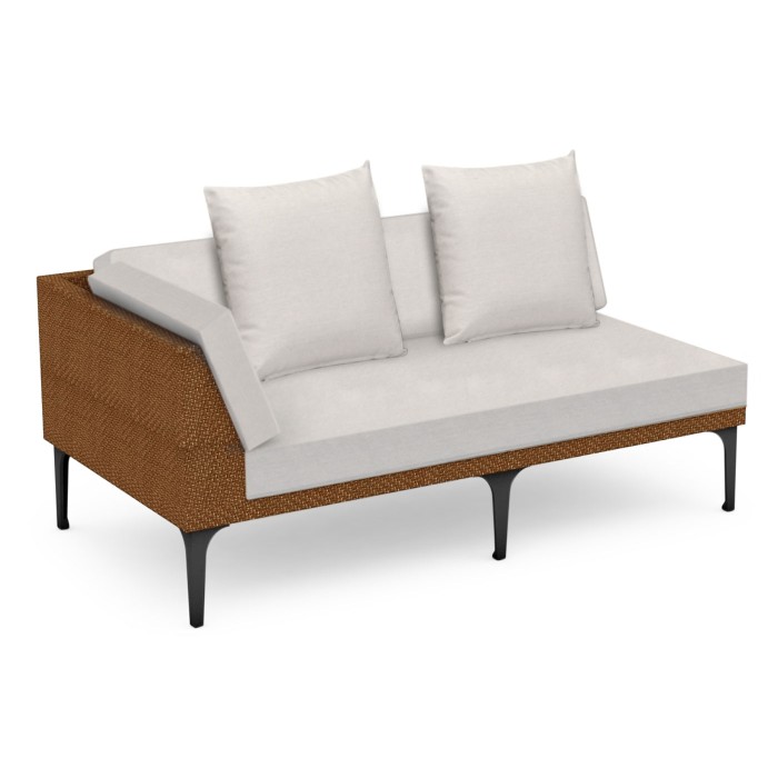 Tan Rattan Right Two-Seat Sofa Sectional 67