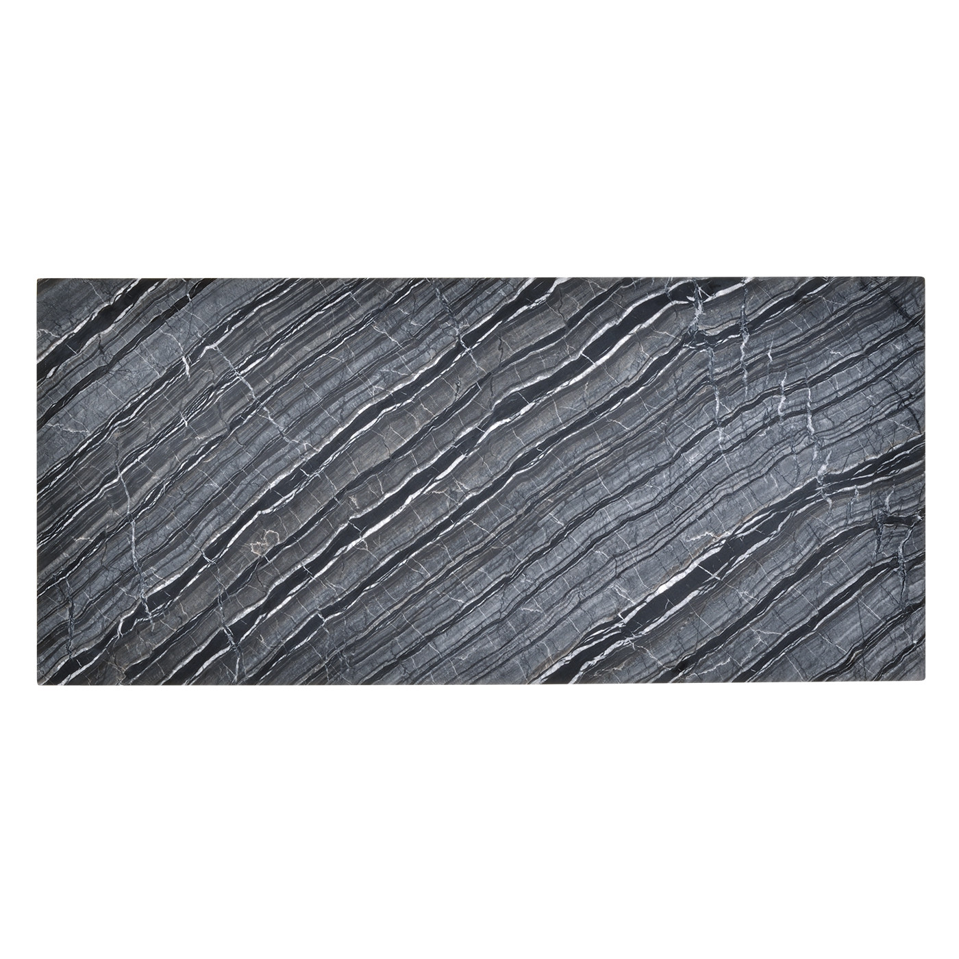 Rectangular Brass Console Table with a Grey Marble Top