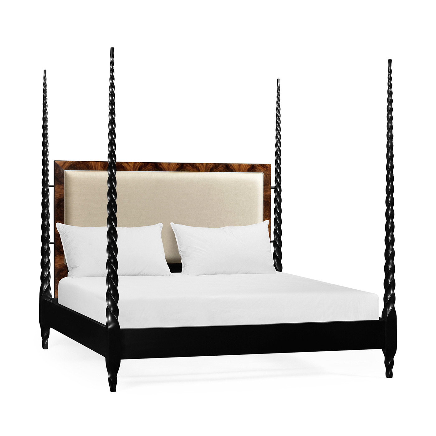Tropical Walnut & Black Barleytwist UK Queen Bed